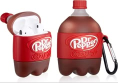 an apple airpods are in the shape of two soda bottles, one red and one white