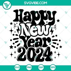 happy new year 2012 svg file with fireworks and stars in the background, on a white