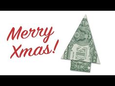 a christmas tree made out of money with the words merry xmas on it