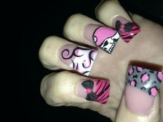 Pink and black Cheetah Nails Pink, Duckfeet Nails, Gangsta Nails, Nails Pink Ombre, Nails Cheetah, Monster Nails, Flare Nails, Witch Nails, Cheetah Nails