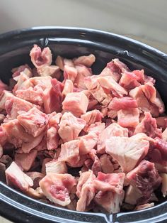 the meat in the bowl is ready to be put into the crockpots