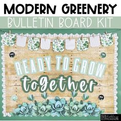 the modern greenery bulletin board kit is ready to grow together