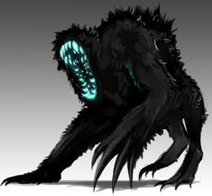 an animal with glowing eyes and claws