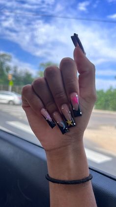 Partynextdoor Inspired Nails, Acrylic Nails Ideas Black Women, Hbcu Nails, Summer Nails For Black Women, Dope Nails Square, Nail Sets Acrylic, Long Colorful Nails, Colorful Nails Acrylic, Summer Nails Black Women