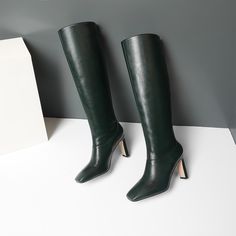 Shop Olive Vintage Square Toe Women Pull On Tall Boots color Green for Anniversary, Night Club, Party, Work with worldwide Free shipping & Free return. Green Fitted Winter Boots, Fitted Green Winter Boots, Green Boots For Fall Party, Green Fall Party Boots, Green Knee-high Heeled Boots For Fall, Green Knee-high Heeled Boots For Spring, Fitted Green Knee-high Boots For Parties, Trendy Green Heeled Boots For Fall, Green Heeled Boots For Winter Party