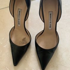 Black Heels. Beautiful. Rarely Worn. They Are Too Narrow For Me Designer Closed Toe Court Shoes With 4-inch Heel, Designer Court Shoes With 4-inch Heel, Manolo Blahnik Black, Blahnik Shoes, Manolo Blahnik Shoes, Manolo Blahnik, Black Heels, Shoes Women Heels, Shoes Heels