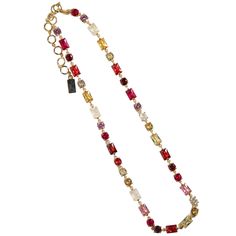 This necklace features a combination of 4K gold vermeil, red, pink and multi cz, and natural rainbow moonstone, creating a stunning and unique design. With an adjustable length of 16-18 inches, this necklace will add a touch of elegance to any outfit. The pieces are designed to be worn, and cherished. By using only hypo-allergenic, lead and cadmium-free metals: 14K gold fill, vermeil and sterling silver, we are filling the gap between cheap throw away lead-based jewelry and ultra-expensive fine Elegant Multicolor Crystal Necklace With Adjustable Chain, Expensive Necklaces, April Birthstone Jewelry, March Birthstone Jewelry, Forever Jewelry, Pearl Jewellery Earrings, Natural Rainbow, Men's Jewelry Rings, Evil Eye Jewelry