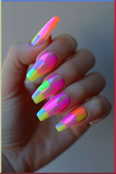 #nails #greennaildesigns #earthtone #swatches #nailpolishaddict #greennailpolish #nailpolish #nailpolishswatches #summernails #summernaildesigns #summernailcolors #summernailsinspiration #summernails2024 Neon Sparkly Nails, Jelly Polish Nail Ideas, Simple Neon Nails, Neon Light Nails, Black And Neon Nails, Neon Chrome Nails, Neon Nail Art Designs, Nails Jelly, Nails Vacation