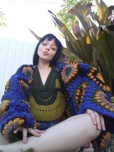 Handmade Crochet sunflower GAIA Cardigan. ALL colors available. Message for color. Bohemian Crochet V-neck Sweater, Fitted Multicolor Crochet Top For Fall, Fall Multicolor Fitted Crochet Top, Multicolor Bohemian Crochet Top For Fall, Bohemian Multicolor Crochet Top For Fall, Green Long Sleeve Crochet Top For Fall, Green Crochet Bohemian Cardigan, Green Bohemian Crochet Cardigan, Green Bohemian Crochet Outerwear