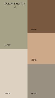 some different shades of brown, beige and green with the words color palette on them