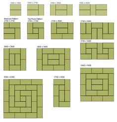 an image of tennis court layouts in various sizes and colors on a white background