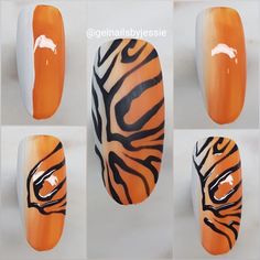 Spring Nail Art Designs, Tiger Nails, Animal Print Nails Art, Lighting Garden, Nail Techniques, Animal Print Nails, Patio Diy