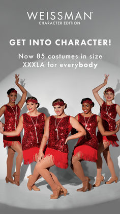 three women in red sequins are posing for the camera with their arms up