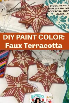 terra cotta paint Mix Paint Colors, Mexican Pottery Decor, Mexico Crafts, Red Clay Pottery, Diy Xmas Ornaments, Mix Paint, Beautiful Crafts