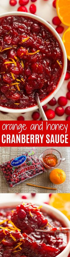 orange and honey cranberry sauce in a white bowl