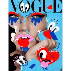 a magazine cover with an image of a woman's face covered in blue paint