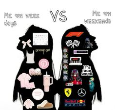 two black silhouettes with different things on them and the words meow week versus