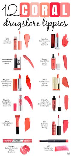 Coral Lip Color, Coral Lipstick Makeup Looks, Warm Spring Lipstick, Warm Spring Makeup Looks, Bright Spring Lipstick, Coral Lipstick Makeup, Warm Spring Makeup, True Spring Makeup