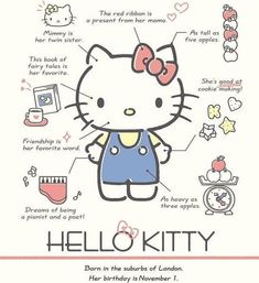 a hello kitty poster with the words hello kitty on it