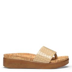 Donald Pliner Women FIFI Sand Casual, Platform, Sandal, Slide, SlipOn, Wedge, Size: 7.5 The FIFI is our best-selling sandal and is made with a comfortable molded cork footbed. Transition seamlessly from season to season with this single-band slide sandal featuring a croco patent leather upper. A rubber unit bottom and thin toe-post provide added support, while a classic round toe completes the style. Cork Wedges, Wedges Sandals, Cork Wedges Sandals, Heeled Loafers, Pump Sandals, Dress And Heels, Casual Shoes Women, Casual Boots, Beautiful Shoes