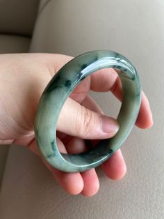 "🌈 Jade Bangle 57.5mm (2.26\"), Round Shape, Green 🌷 Untreated Natural Jadeite/ Grade A Jade 🌷 Certified : Yes 🌷 Jade from Burma/ Myanmar 🌷 Shape : Round 🌷 Inner diameter : 57.5mm/ 2.26\" 🌷 Width & Thickness : 12.8 x 7.7mm 🌷 Color : Green 🌷 Free standard shipping from Hong Kong with tracking included 🌷 Take approximately 7-21 days to arrive worldwide" Green Carved Round Bangle, Carved Jade Round Bracelets, Carved Jade Bracelets, Jade Gemstone Bangle Bracelet, Spiritual Round Bangle With Natural Stones, Carved Jade Bracelet, Handmade Round Jade Bangle, Burmese Jewelry, Burma Myanmar