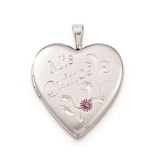 Sterling Silver 20mm Enameled D/C Mis Quince Heart Locket Silver Jewelry For Valentine's Day, Antique Silver Jewelry For Valentine's Anniversary, Antique Silver Jewelry For Anniversary On Valentine's Day, Antique Silver Engraved Jewelry For Valentine's Day, Engraved Antique Silver Jewelry For Valentine's Day, Nickel-free Silver Heart Cut Jewelry, Silver Heart Charm Jewelry For Anniversary, Silver Jewelry For Anniversary On Valentine's Day, Silver Heart Cut Keepsake Jewelry