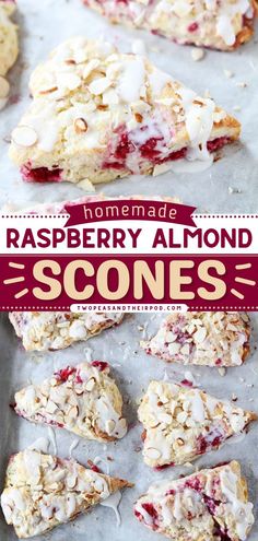 Raspberry Almond Scones, back to school lunch ideas, on the go breakfast Almond Scones Recipe, Homemade Snickers, Christmas Recipes Appetizers, Raspberry Almond, Raspberry Recipes