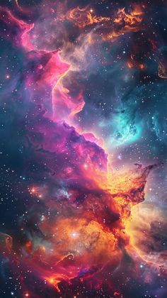 an image of colorful space with stars and clouds