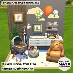 the baby nook 3x2 is set up in a room with furniture and decor