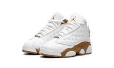 The Air Jordan 13 PS "Wheat" is the preschool sizing of the modern re-release of the colorway of the retro basketball shoe that debuted in 2004.  The “Wheat” Jordan 13 was one of the retro sneaker’s first “lifestyle” colorways and certainly one of its most popular back in the day.  Just like the original release, the 2023 version of the Jordan 13 “Wheat” is complete with a white dotted leather upper with a white leather toe.  A Wheat suede panel wraps the heel and midfoot.  More Wheat accenting Nike Jordan 13, Retro Basketball Shoes, Jordan Model, Air Jordan 13 Retro, Jordan 13 Retro, Air Jordan 11 Retro, Air Jordan 6, Jordan 11 Retro, Jordan 13