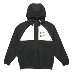 Nike Black Jacket Sporty Waterproof Hooded Jacket For Sports, Nike Windbreaker For Winter Sports, Nike Functional Winter Windbreaker, Nike Windbreaker With Adjustable Hood For Outdoor, Nike Outdoor Windbreaker With Adjustable Hood, Nike Technical Track Jacket For Outdoor, Black Waterproof Track Jacket For Sports, Nike Techwear Outerwear With Adjustable Hood, Nike Sports Windbreaker Windproof