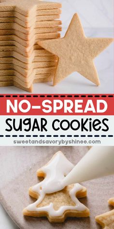 no - spread sugar cookies on a plate with icing