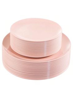 two pink plates stacked on top of each other