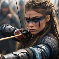 Viking warrior woman #zicxa-photos #zicxa #images #background #wallpaper #freepik #shutterstock #VN Fairy Warrior Makeup, Viking Women Aesthetic, Vikings Aesthetic Woman, Viking Girl Aesthetic, Circle Of Spores Druid Female, Viking Eye Makeup, Viking Warrior Woman Costumes, Fantasy Warrior Aesthetic, Viking Warrior Woman Art