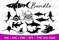 shark bundle svg and dxf files