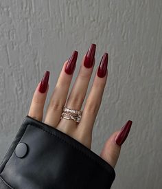 Kutek Disney, Wine Nails, Cherry Nails, Smink Inspiration, Classy Acrylic Nails, Makijaż Smokey Eye, Red Nail, Nail Forms