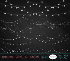 chalkboard string light garland clipart