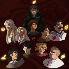 the many faces of game of thrones characters in different styles and sizes, all with their names on them