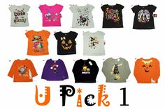 This is for 1  Girls Shirt All are Brand New **few do NOT have Tags** Colors: White "I'm So Cute its Scary" by: halloween Size: 3T, 4T Short Sleeve 100% cotton Pink Cat Face Witch Hat by Halloween Size: 12M Short Sleeve 60% cotton, 40% polyester White Black Spider & Webb by Halloween Size: 12M, 3T Short Sleeve 60% cotton, 40% polyester Black "Trick or Treat" by Halloween Size: 3T Short Sleeve 60% cotton, 40% polyester Black Skeleton Bones Rib Cage by Halloween Size: 2T Short Sleeve 60% cotton, 4 Playful Pre-shrunk Tops For Halloween, Playful Crew Neck Tops For Halloween, Playful Cotton Tops For Halloween, Black Skeleton, Outfit Costume, Cute Witch, Skeleton Bones, Black Pumpkin, Witch Fashion