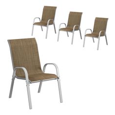 four chairs are shown in three different positions