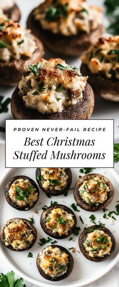 Image for Best Christmas Stuffed Mushrooms Family Gathering Appetizers, Healthy Food For Christmas, Family Christmas Appetizers, Stuffed Mushrooms For Thanksgiving, Holiday Mushroom Recipes, Christmas Food Ideas Vegetarian, Appetizers For A Dinner Party, Healthy Apps Appetizers, Fall Veggie Appetizers