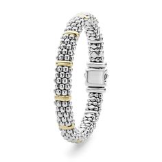 Ten 18K gold stations highlight the signature Caviar beading on this best-selling LAGOS bracelet. Lagos Bracelet, Pearls Bracelet, Sculptural Jewelry, Classic Bracelets, Freshwater Pearl Bracelet, Box Clasp, Freshwater Cultured Pearls, Engraved Items, Sterling Silver Bead