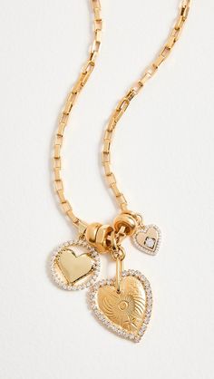 Shopbop - Designer Clothing, Shoes & Accessories Brass Heart Pendant Charms Jewelry, Brass Heart Pendant Jewelry With Charms, Gold Plated Heart Charm Pendant, Gold Heart Jewelry With Removable Charms, Yellow Gold Necklaces With Removable Charms For Anniversary, Brass Heart Charm Dangle Jewelry, Heart Charm Dangle Jewelry In Brass, Luxury Heart Pendant Jewelry With Lobster Clasp, Gold Brass Jewelry With Removable Charms