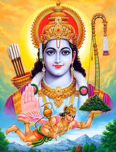 the hindu goddess with her hands up in front of an image of earth and sun