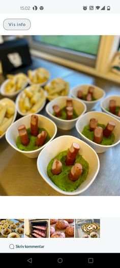 a table topped with bowls filled with food