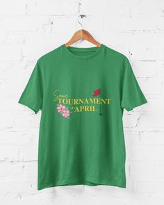 Get ready ready for the biggest tournament of the year with this amazing golf tshirt. This golf shirt features a reference to the iconic golf tournament in Augusta Georgia, making it a great way to show off your love of the game. Whether you're a novice or a pro, this golf tee is a must-have for any golf enthusiast. **Information** - Quality cotton construction for shirt designs that are sure to shine - Ribbed knit collar for improved elasticity and shape retention - Tapped shoulders for good up Cotton Branding Golf T-shirt, Cotton Golf T-shirt With Branding, Green Cotton Golf T-shirt, Green Cotton T-shirt For Golf, Golf Tshirt, Cute Golf, Georgia Shirt, Funny Golf Shirts, Augusta Georgia