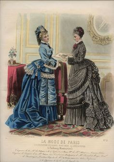 Bustle Fashion, Striped Dresses, Fashion Paris, Edwardian Dress