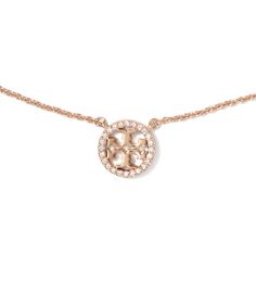 Directly from Tory Burch - Our iconic logo collection, reimagined as polished jewelry. The Miller Pave Logo Delicate Necklace is defined by understated sparkle - strung with a brass double-T charm that's traced in tiny stones. Tory Burch Official Site. Classic Round Jewelry With Logo Charm, Classic Adjustable Jewelry With Logo Charm, Elegant Everyday Jewelry With Logo Charm, Elegant Rose Gold Jewelry With Logo Charm, Elegant Adjustable Jewelry With Logo Charm, Iconic Logo, Tory Burch Miller, Logo Collection, Delicate Necklace