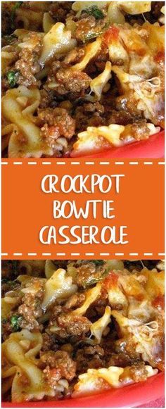 crockpot bowtie casserole with meat and cheese