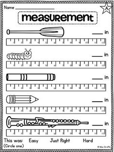 measurement worksheet with rulers and pencils to help students learn how to measure